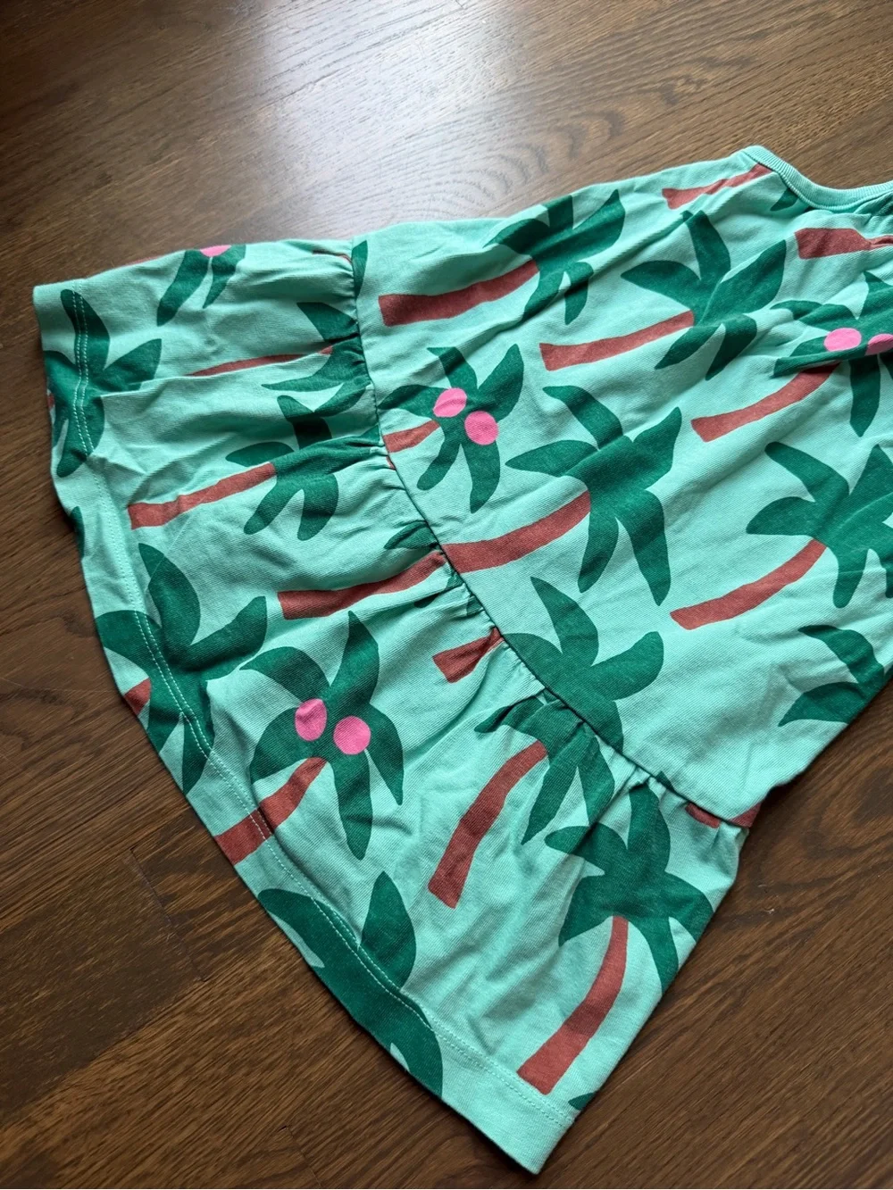 Hanna Anderson Girls Tropical Palm Tree Tank Dress - Teal & Green
